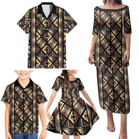 Mali Mud Cloth Legacy Pattern Family Matching Puletasi and Hawaiian Shirt Ethnic Geometry Style - Wonder Print Shop