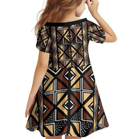 Mali Mud Cloth Legacy Pattern Family Matching Short Sleeve Bodycon Dress and Hawaiian Shirt Ethnic Geometry Style - Wonder Print Shop