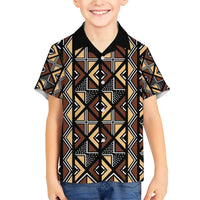 Mali Mud Cloth Legacy Pattern Family Matching Short Sleeve Bodycon Dress and Hawaiian Shirt Ethnic Geometry Style - Wonder Print Shop