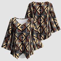 Mali Mud Cloth Legacy Pattern Kimono Sleeve Blouse Ethnic Geometry Style - Wonder Print Shop