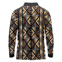 Mali Mud Cloth Legacy Pattern Long Sleeve Polo Shirt Ethnic Geometry Style - Wonder Print Shop