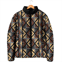 Mali Mud Cloth Legacy Pattern Padded Jacket Ethnic Geometry Style - Wonder Print Shop