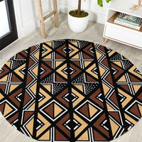 Mali Mud Cloth Legacy Pattern Round Carpet Ethnic Geometry Style - Wonder Print Shop