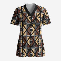 Mali Mud Cloth Legacy Pattern Scrub Top Ethnic Geometry Style - Wonder Print Shop