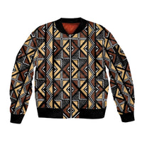 Mali Mud Cloth Legacy Pattern Sleeve Zip Bomber Jacket Ethnic Geometry Style - Wonder Print Shop