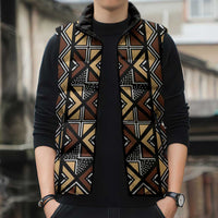 Mali Mud Cloth Legacy Pattern Sleeveless Puffer Jacket Ethnic Geometry Style - Wonder Print Shop
