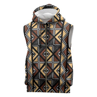 Mali Mud Cloth Legacy Pattern Sleeveless Zip Hoodie Ethnic Geometry Style - Wonder Print Shop