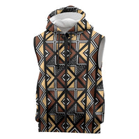 Mali Mud Cloth Legacy Pattern Sleeveless Zip Hoodie Ethnic Geometry Style - Wonder Print Shop