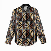 Mali Mud Cloth Legacy Pattern Women Casual Shirt Ethnic Geometry Style - Wonder Print Shop