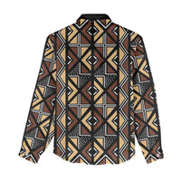 Mali Mud Cloth Legacy Pattern Women Casual Shirt Ethnic Geometry Style - Wonder Print Shop