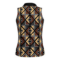 Mali Mud Cloth Legacy Pattern Women Sleeveless Polo Shirt Ethnic Geometry Style - Wonder Print Shop