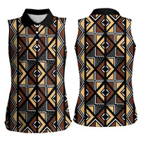 Mali Mud Cloth Legacy Pattern Women Sleeveless Polo Shirt Ethnic Geometry Style - Wonder Print Shop