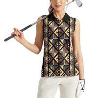 Mali Mud Cloth Legacy Pattern Women Sleeveless Polo Shirt Ethnic Geometry Style - Wonder Print Shop