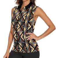 Mali Mud Cloth Legacy Pattern Women Sleeveless Polo Shirt Ethnic Geometry Style - Wonder Print Shop