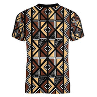 Mali Mud Cloth Legacy Pattern Women V-Neck T-Shirt Ethnic Geometry Style - Wonder Print Shop