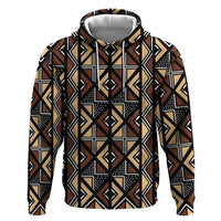 Mali Mud Cloth Legacy Pattern Zip Hoodie Ethnic Geometry Style - Wonder Print Shop