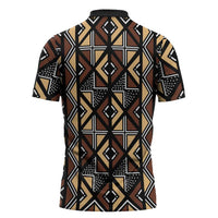 Mali Mud Cloth Legacy Pattern Zipper Polo Shirt Ethnic Geometry Style - Wonder Print Shop