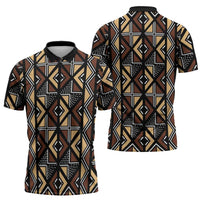 Mali Mud Cloth Legacy Pattern Zipper Polo Shirt Ethnic Geometry Style - Wonder Print Shop