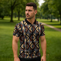 Mali Mud Cloth Legacy Pattern Zipper Polo Shirt Ethnic Geometry Style - Wonder Print Shop