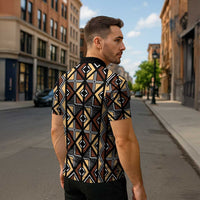 Mali Mud Cloth Legacy Pattern Zipper Polo Shirt Ethnic Geometry Style - Wonder Print Shop