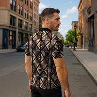 Mali Mud Cloth Legacy Pattern Zipper Polo Shirt Ethnic Geometry Style - Wonder Print Shop