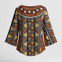 Mali Mud Cloth African Village Kimono Sleeve Blouse Ethnic Geometry Style - Wonder Print Shop