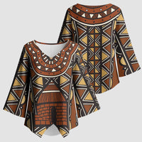 Mali Mud Cloth African Village Kimono Sleeve Blouse Ethnic Geometry Style - Wonder Print Shop