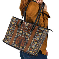 Mali Mud Cloth African Village Leather Tote Bag Ethnic Geometry Style - Wonder Print Shop