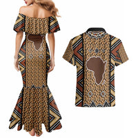 Mali Mud Cloth Leopards Legacy Couples Matching Mermaid Dress and Hawaiian Shirt Tribal Village - Wonder Print Shop