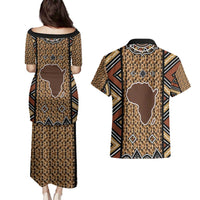 Mali Mud Cloth Leopards Legacy Couples Matching Puletasi and Hawaiian Shirt Tribal Village - Wonder Print Shop