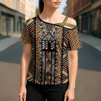 Mali Mud Cloth Leopards Legacy Cross Shoulder Shirt Tribal Village - Wonder Print Shop