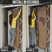 Mali Mud Cloth Leopards Legacy Door Cover Tribal Village - Wonder Print Shop