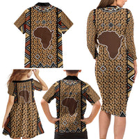 Mali Mud Cloth Leopards Legacy Family Matching Long Sleeve Bodycon Dress and Hawaiian Shirt Tribal Village - Wonder Print Shop