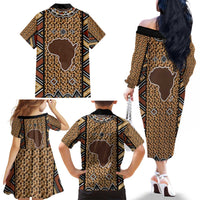 Mali Mud Cloth Leopards Legacy Family Matching Off The Shoulder Long Sleeve Dress and Hawaiian Shirt Tribal Village - Wonder Print Shop