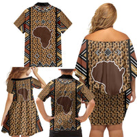 Mali Mud Cloth Leopards Legacy Family Matching Off Shoulder Short Dress and Hawaiian Shirt Tribal Village - Wonder Print Shop