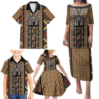 Mali Mud Cloth Leopards Legacy Family Matching Puletasi and Hawaiian Shirt Tribal Village - Wonder Print Shop