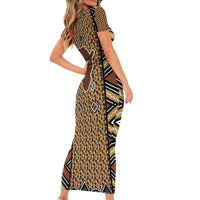Mali Mud Cloth Leopards Legacy Family Matching Short Sleeve Bodycon Dress and Hawaiian Shirt Tribal Village - Wonder Print Shop
