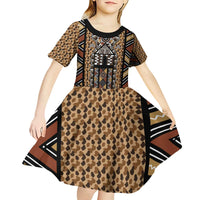 Mali Mud Cloth Leopards Legacy Kid Short Sleeve Dress Tribal Village - Wonder Print Shop