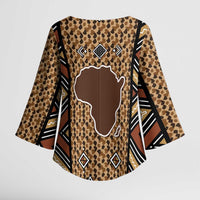 Mali Mud Cloth Leopards Legacy Kimono Sleeve Blouse Tribal Village - Wonder Print Shop