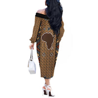 Mali Mud Cloth Leopards Legacy Off The Shoulder Long Sleeve Dress Tribal Village - Wonder Print Shop