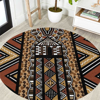Mali Mud Cloth Leopards Legacy Round Carpet Tribal Village - Wonder Print Shop