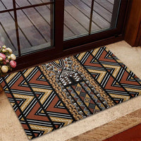 Mali Mud Cloth Leopards Legacy Rubber Doormat Tribal Village - Wonder Print Shop