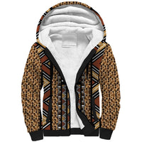 Mali Mud Cloth Leopards Legacy Sherpa Hoodie Tribal Village - Wonder Print Shop