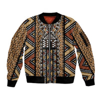 Mali Mud Cloth Leopards Legacy Sleeve Zip Bomber Jacket Tribal Village - Wonder Print Shop