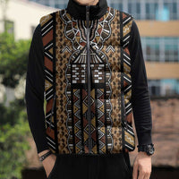 Mali Mud Cloth Leopards Legacy Sleeveless Puffer Jacket Tribal Village - Wonder Print Shop