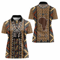 Mali Mud Cloth Leopards Legacy Women Polo Shirt Tribal Village - Wonder Print Shop