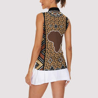 Mali Mud Cloth Leopards Legacy Women Sleeveless Polo Shirt Tribal Village - Wonder Print Shop