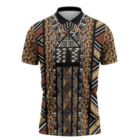 Mali Mud Cloth Leopards Legacy Zipper Polo Shirt Tribal Village - Wonder Print Shop