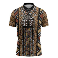Mali Mud Cloth Leopards Legacy Zipper Polo Shirt Tribal Village - Wonder Print Shop