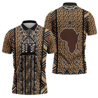 Mali Mud Cloth Leopards Legacy Zipper Polo Shirt Tribal Village - Wonder Print Shop